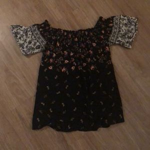 Off-the-shoulder Blouse, Navy, Medium